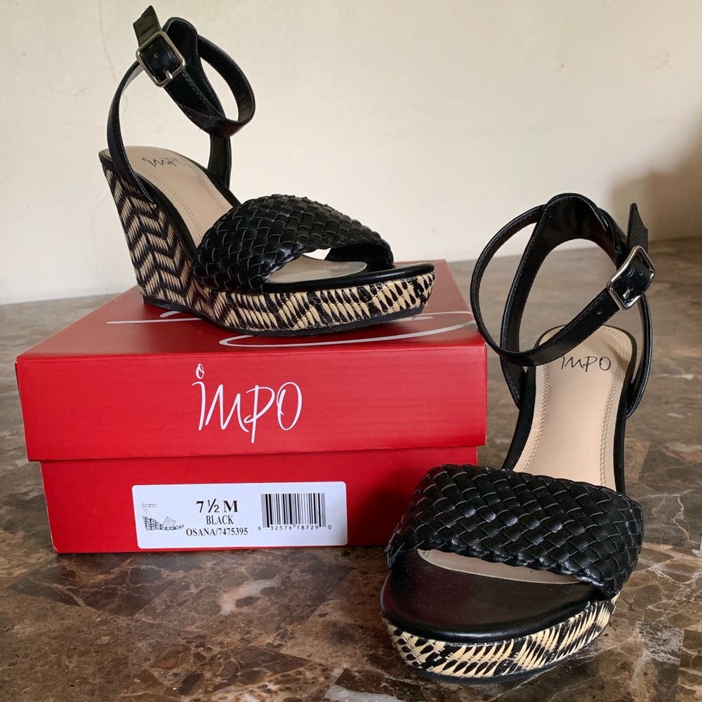Black And Tan Braided Wedge